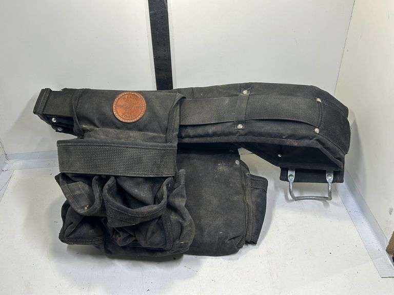 Box w/ Klein canvas tool pouch, over shoulder support for tool pouch