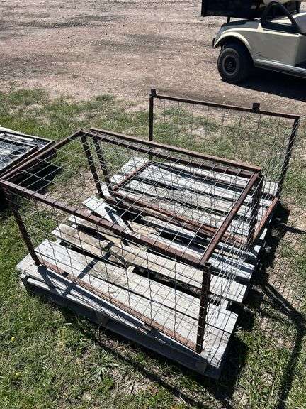 2 - Homebuilt Steel Frames w/ wire Sides, 4x2 Mesh 3 slides, 37'' x 20'' x 20'' x 20'' Slides