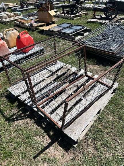 2 - Homebuilt Steel Frames w/ wire Sides, 4x2 Mesh 3 slides, 37'' x 20'' x 20'' x 20'' Slides