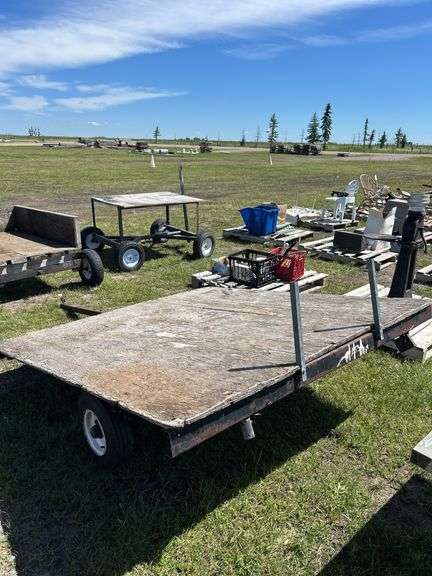 Homebuilt Deck Trailer Plydeck Approx. 77'' x 72'', 2 - 16'' Pneu Tires, 1 7/8 Coupler *Unreserved*