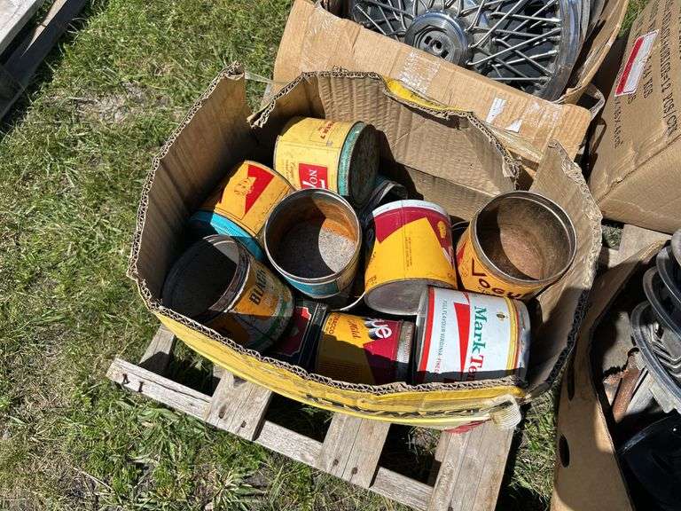 Approx. 20 Hubcaps, & Trim Rings for CHevy, Dodge, TBird, & Assorted, Approx. 20 Tobacco Tins *Unreserved*