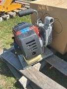 Box of Horseshoes & nails, box of assorted irrigation fittings, PFist 1" gas water pump 40gpm 2 stroke, *Unreserved*