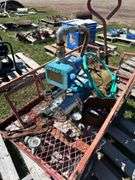 Metal cart w/ tires, Inc Burcam 115v pump model 50654255, Crescent, vice grip, hose, 1" camlock, *Unreserved*