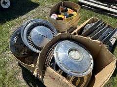 Approx. 20 Hubcaps, & Trim Rings for CHevy, Dodge, TBird, & Assorted, Approx. 20 Tobacco Tins *Unreserved*