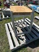 Aluminum Frame work table w/ angle wood top, approx 30"x21"x27", *Unreserved*