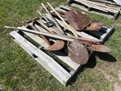 yard tolls, shovels, fork, rototiller, hacksaw, approx 11, *Unreserved*