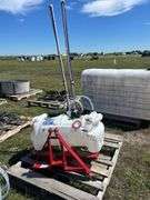 Powerfist 25 gal Sprayer w/ Princess 3 point hitch, no wheels, 2 - 60" spray arms w/ noxxles, Delavan 7802-111 2gpm  12v DC pump, *Unreserved*