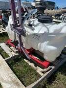 Powerfist 25 gal Sprayer w/ Princess 3 point hitch, no wheels, 2 - 60" spray arms w/ noxxles, Delavan 7802-111 2gpm  12v DC pump, *Unreserved*