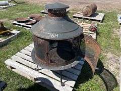Free Standing Fire pit, approx 37"x27", electric Rotisserie w/ bracket approx 44", *Unreserved*