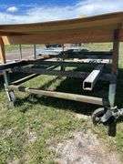 Homebuilt 2'' x 2'' Steel Rolling Frame w/ 8'' Swivel Wheels, 96'' x 48'' x wood top, 2 - 60'' Check Plates 24'' & 28'' *Unreserved*