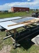 Homebuilt 2'' x 2'' Steel Rolling Frame w/ 8'' Swivel Wheels, 96'' x 48'' x wood top, 2 - 60'' Check Plates 24'' & 28'' *Unreserved*