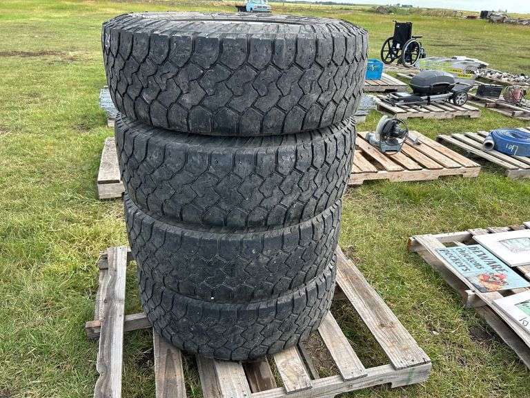 4 Toyo C/T Open Country Tires w/ rims LT 275/70R18 Chrome 8 bolt rims, Delta Chop Saw 8 1/4" compound w/ blade, model 36040, *Unreserved*