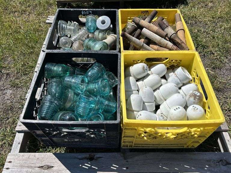 4 Crates of Glass & Ceramic Insulators, approx 120, *Unreserved*