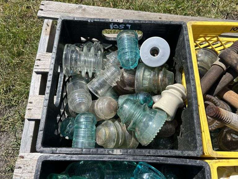 4 Crates of Glass & Ceramic Insulators, approx 120, *Unreserved*