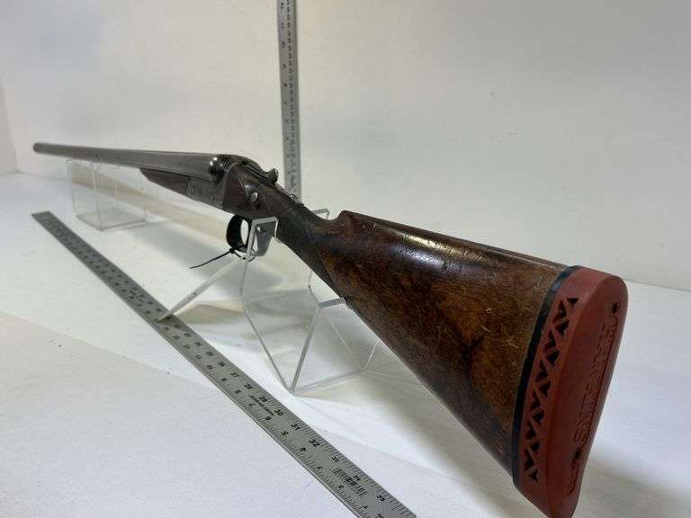 R Wylie Hill Co. 12 ga. Side by Side Shotgun, w/ case, Damascus Barrel, pre 1900, no sn, *Unreserved*