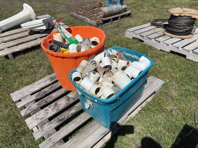 2 Tubs of assorted PVC pipe (various size & type), & Toilet fill valve, drain, *Unreserved*