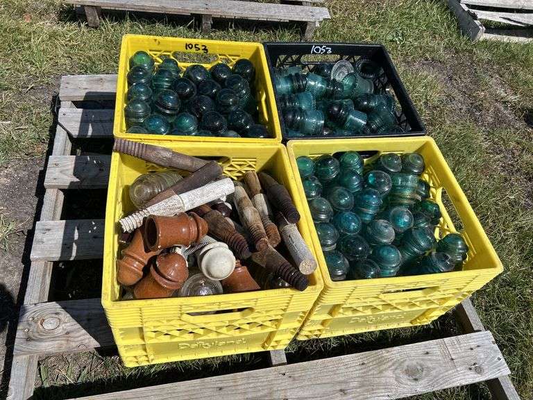 4 Crates Glass & Ceramic Insulators, approx 150, *Unreserved*