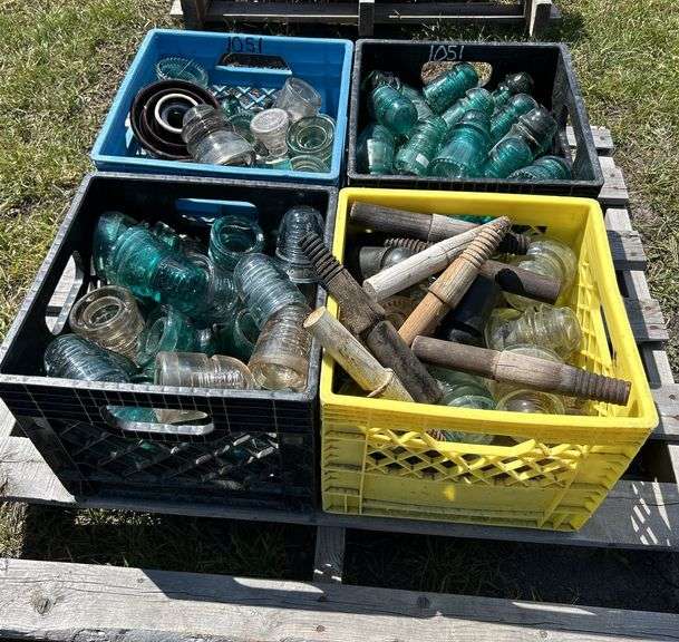 4 Crates of Glass Insulators, approx 100, *Unreserved*
