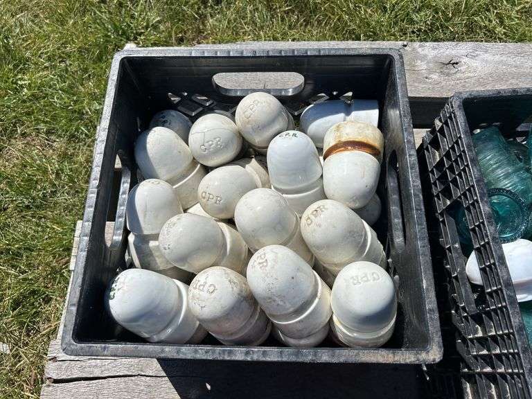 4 Crates of Glass & Ceramic Insulators, approx 120, *Unreserved*