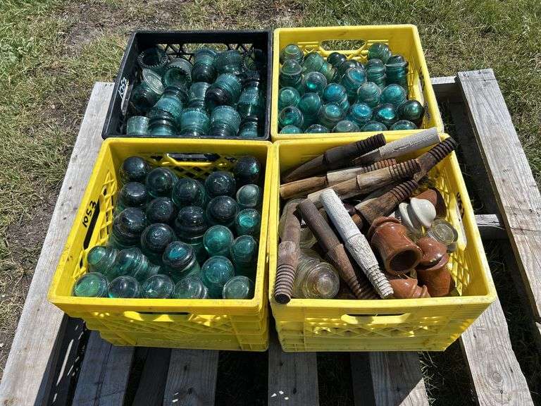 4 Crates Glass & Ceramic Insulators, approx 150, *Unreserved*