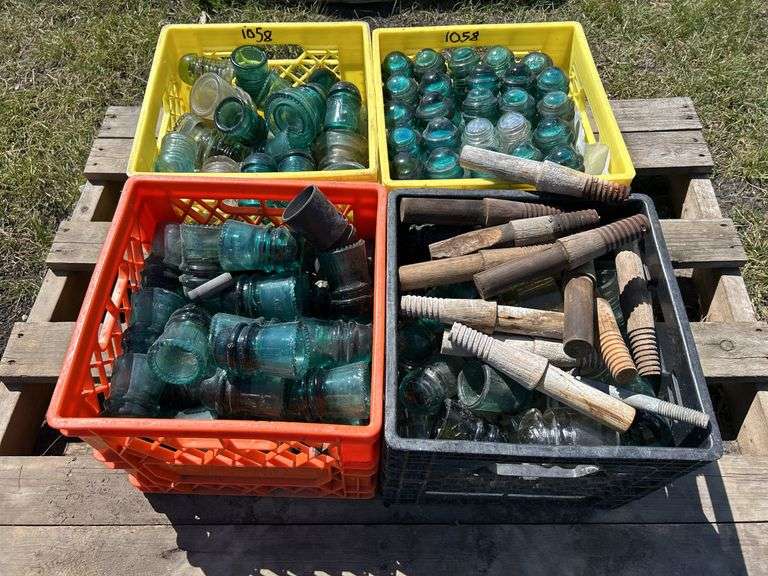 4 Crates of Glass Insulators, approx 150, *Unreserved*