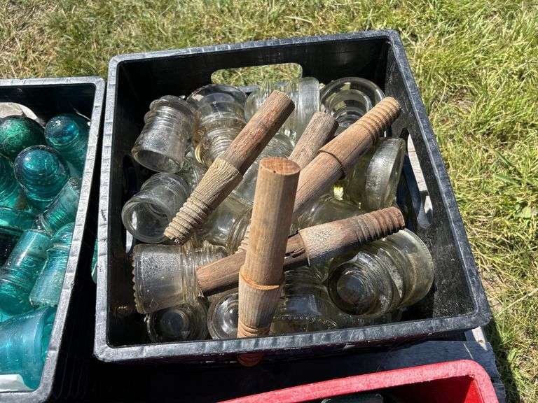 4 Crates of Glass Insulators, approx 150, *Unreserved*
