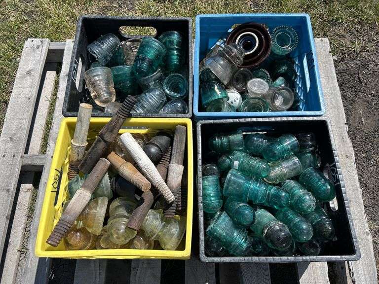4 Crates of Glass Insulators, approx 100, *Unreserved*