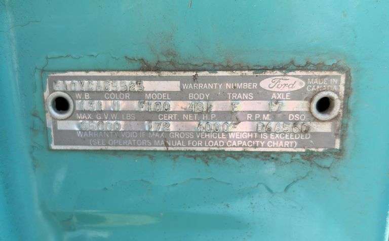 Ford F100 truck body, *Unreserved*