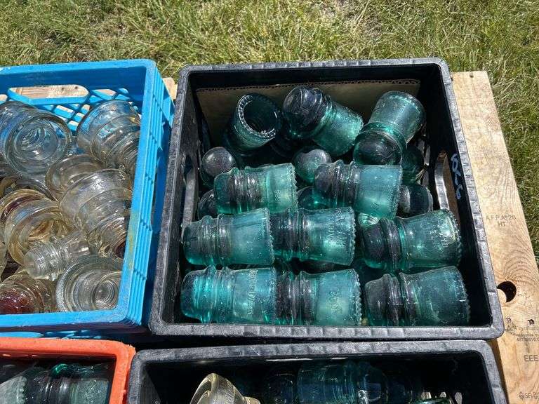 4 Crates of Glass Insulators, approx 150, *Unreserved*