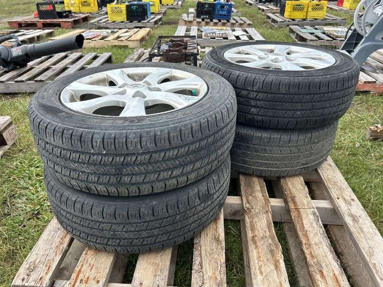 4 Goodyear Assurance Tires M&S  205/55R16, 4 Mazda 5 bolt rims, *Unreserved*