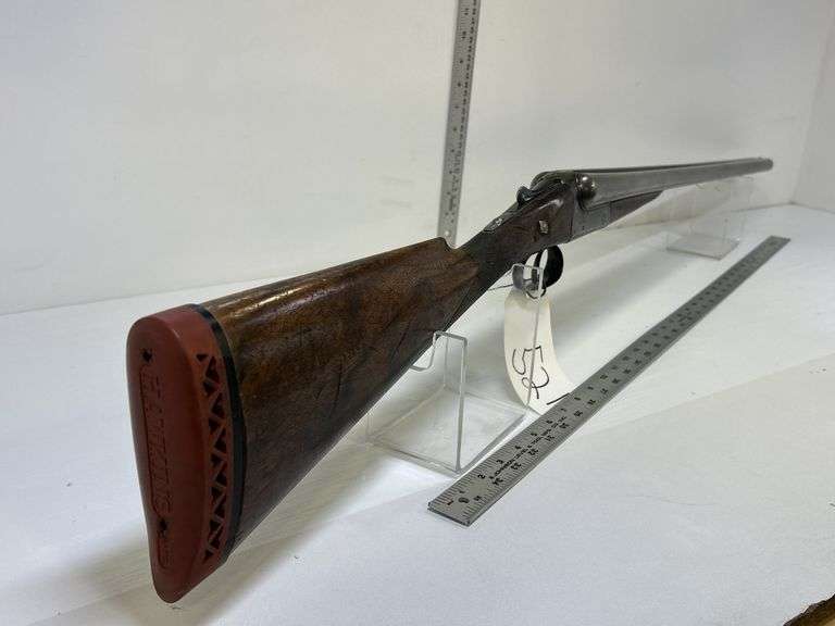 R Wylie Hill Co. 12 ga. Side by Side Shotgun, w/ case, Damascus Barrel, pre 1900, no sn, *Unreserved*