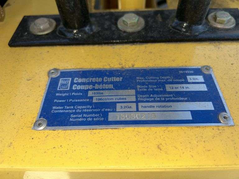 Power Fist Concrete Saw 196cc Motor 12-14 '' Blade SN: 15080210 *Unreserved*