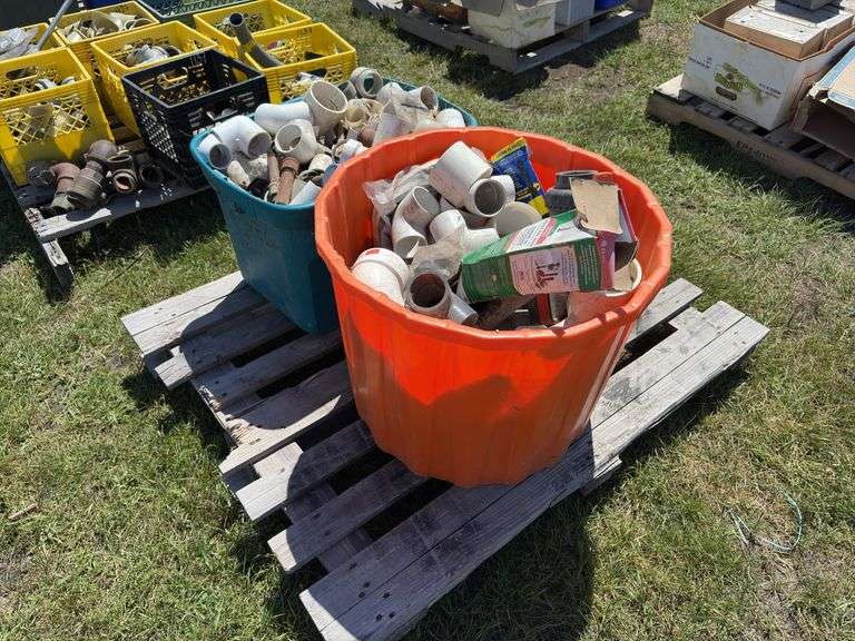 2 Tubs of assorted PVC pipe (various size & type), & Toilet fill valve, drain, *Unreserved*