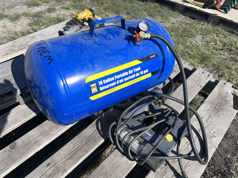 Power Fist Air Tank 10 Gal, Mastercraft Electric Brad Nailer, Mastercraft Laser Level, Phaumatic Brad Nailer, Welding Gloves, Craftsman Socket Set Incomplete, *Unreserved*