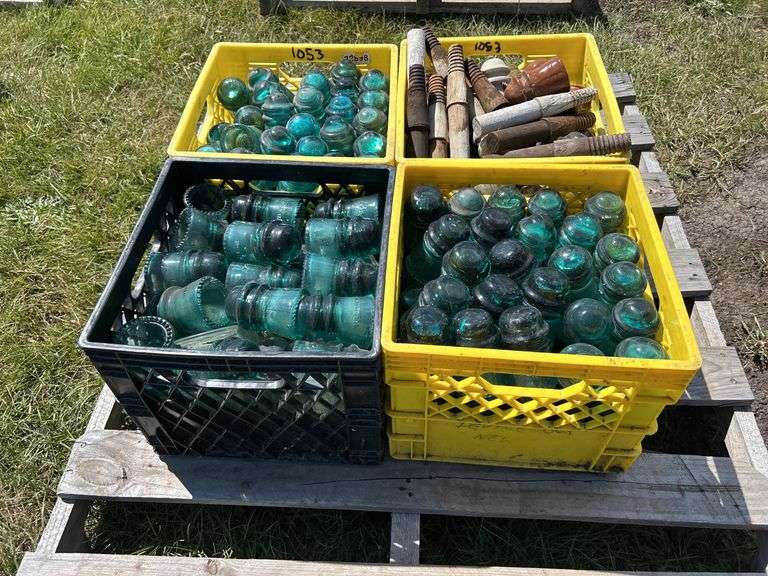 4 Crates Glass & Ceramic Insulators, approx 150, *Unreserved*