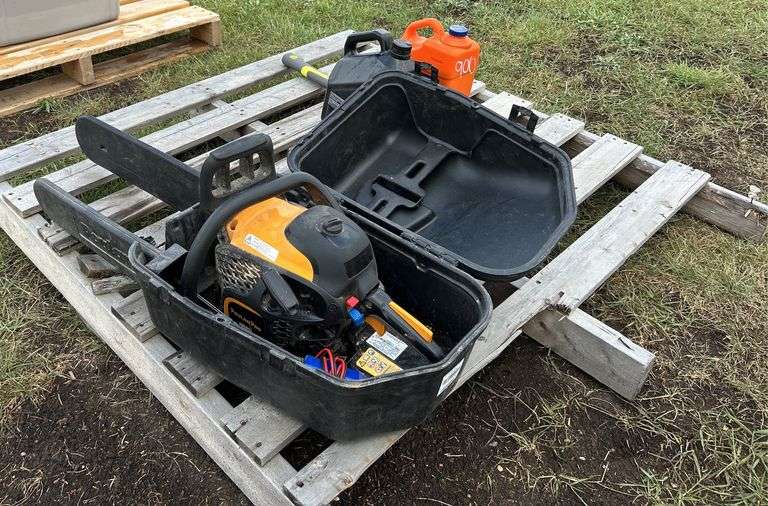Poulin Pro PR5020 w/ Extra Bar & Sharpener SN: 21305N300587, Yard works Axe, Husqvarna x-Guard Bar-Chain Oil