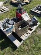 Box w/ Seatbelts, Taillight, Backup Lights, Custom Taillight & Speedometer, Box w/ 1971 Custom 10 Chevy Misc Parts, Heater Motor Shroud 70's Chevy/GM, Rad Fan, Crate w/ Misc. Metal Brackets *Unreserved*