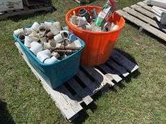 2 Tubs of assorted PVC pipe (various size & type), & Toilet fill valve, drain, *Unreserved*