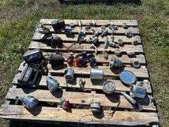 Pallet w/ Assorted Vehicle parts, gauges, lights, horn etc, approx 30 pces, Unreserved*
