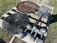 Firepit Grill & BBQ lid, 4 dumbbells, *Unreserved*