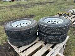 4 Mission Radial ST tires (Trailer) ST205/175R14, 4 white 5 bolt utility rims, *Unreserved*