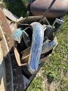 1 - Crate of 1941-46 Chevy Pickup Front End Parts, Light Cowells, Hood Latch, Turn Signal Covers, 1 - Box of 1937-39 Chevrolet Sedan Interior Parts, 50's Chevy 1 Ton Truck Grill*Unreserved*