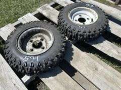 2 - Carlisle 4.80-8 NHS 4 Bolt Tires on rims, *Unreserved*