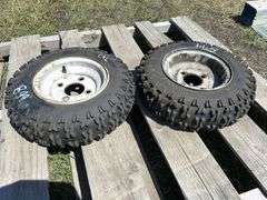 2 - Carlisle 4.80-8 NHS 4 Bolt Tires on rims, *Unreserved*
