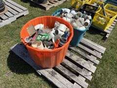 2 Tubs of assorted PVC pipe (various size & type), & Toilet fill valve, drain, *Unreserved*