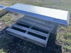 Cross Aluminum Checker Plate Tool Box off 97 Ranger Approx. 5' x 1'3'' Deep, 4'2'' wide x 1'6'' , *Unreserved*