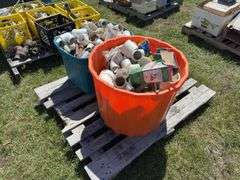 2 Tubs of assorted PVC pipe (various size & type), & Toilet fill valve, drain, *Unreserved*