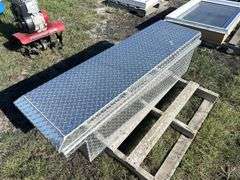 Cross Aluminum Checker Plate Tool Box off 97 Ranger Approx. 5' x 1'3'' Deep, 4'2'' wide x 1'6'' , *Unreserved*