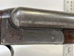 R Wylie Hill Co. 12 ga. Side by Side Shotgun, w/ case, Damascus Barrel, pre 1900, no sn, *Unreserved*