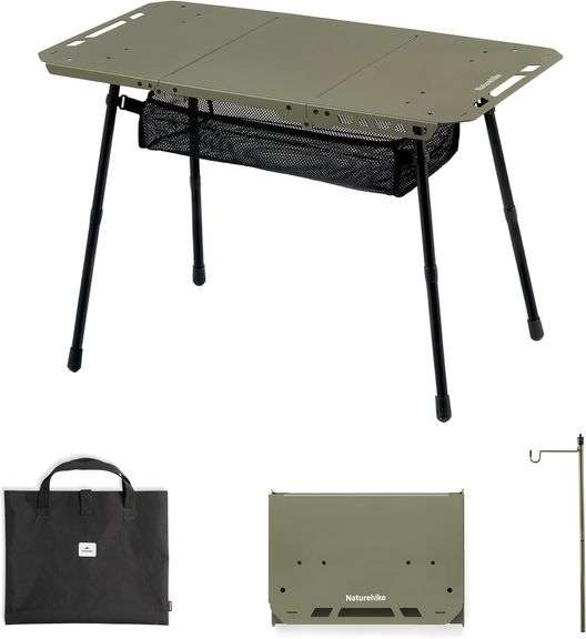 NATUREHIKE TACTICAL CAMPING TABLE - ADJUSTABLE HEIGHT, 5.7 LBS, QUICK SETUP | 14-23 INCH ADJUSTABLE